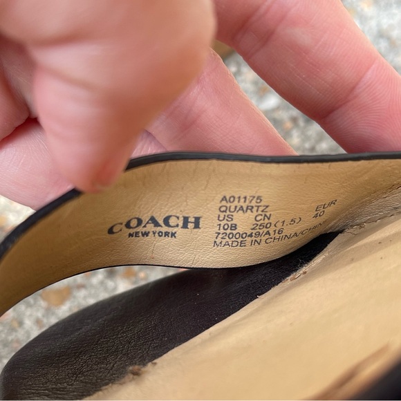 Coach Quartz black leather sandals with cork wedge heel size 10B - Picture 11 of 11